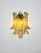 Murano Wall Lamp | 10 Green Gold Petal Glass | Set of 2