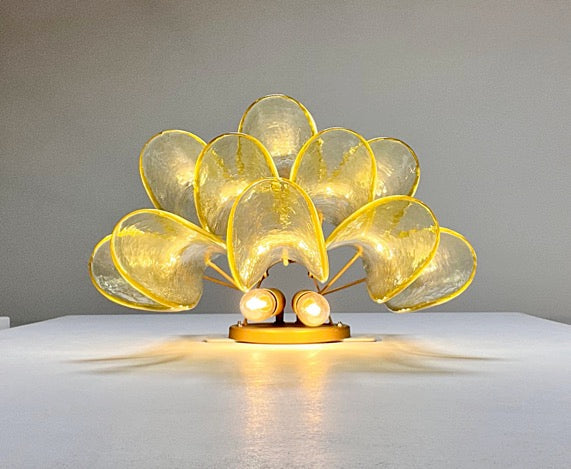 Murano Wall Lamp | 10 Green Gold Petal Glass | Set of 2