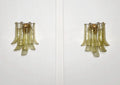 Murano Wall Lamp | 10 Green Gold Petal Glass | Set of 2