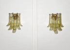 Murano Wall Lamp | 10 Green Gold Petal Glass | Set of 2