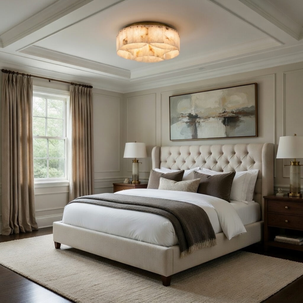 Oakley Layered Alabaster Flush Mount Chandelier by Bling Lighting Studio