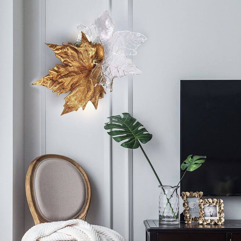 Leaf-shaped Crystal Branch Wall Light lamp additional product view