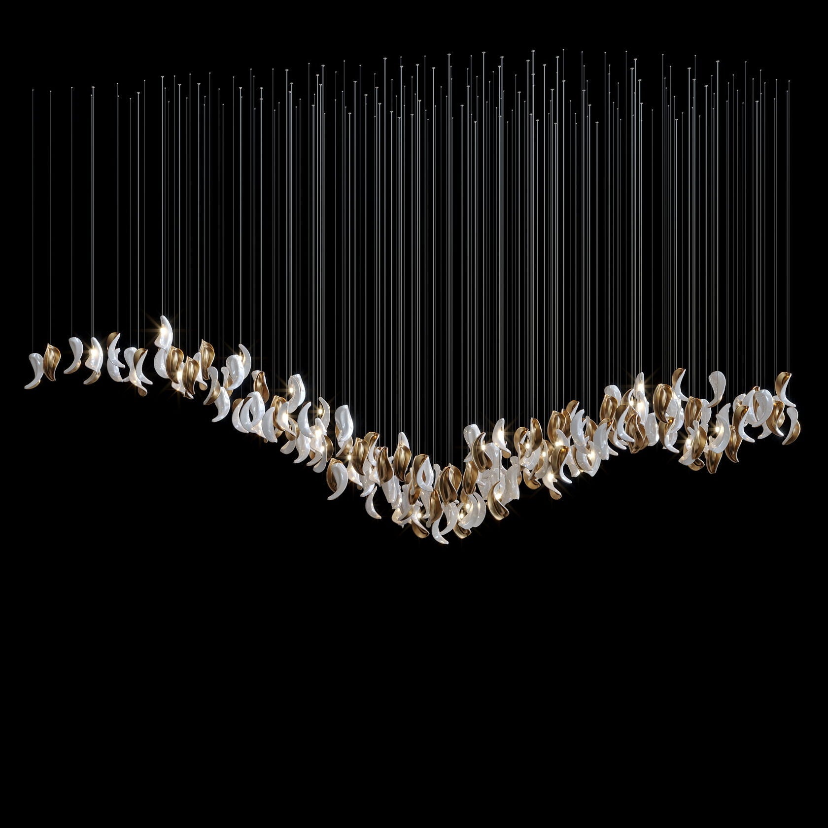 White Crescent Cascade Chandelier