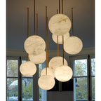 Glacera Alabaster Sphere Staircase Chandelier,Multi Pendant Light by Bling Lighting Studio