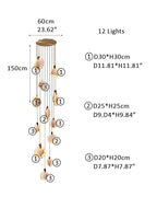 Postmodern LED Spanish Marble Chandelier Lamp in Brass for staircase by Bling Lighting Studio
