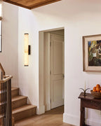 LED Copper Cylindrical Natural Marble Alabaster Wall Sconce Lamp