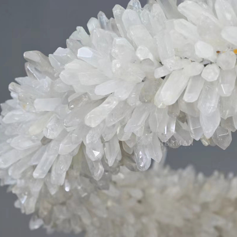 Premium 24-47 Inch Round Clear Geode Quartz Crystal Ring Pendant Light Modern Chandelier for Living Room product image