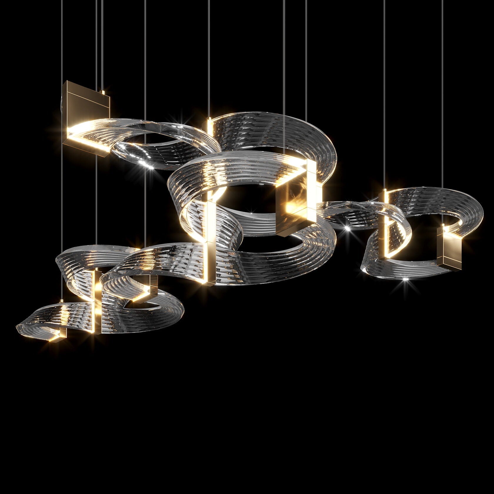 Crystal Crescent Cascade Chandelier