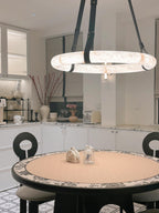 Modern Round Alabaster Chandelier for Living Room/Bedroom by Bling Lighting Studio