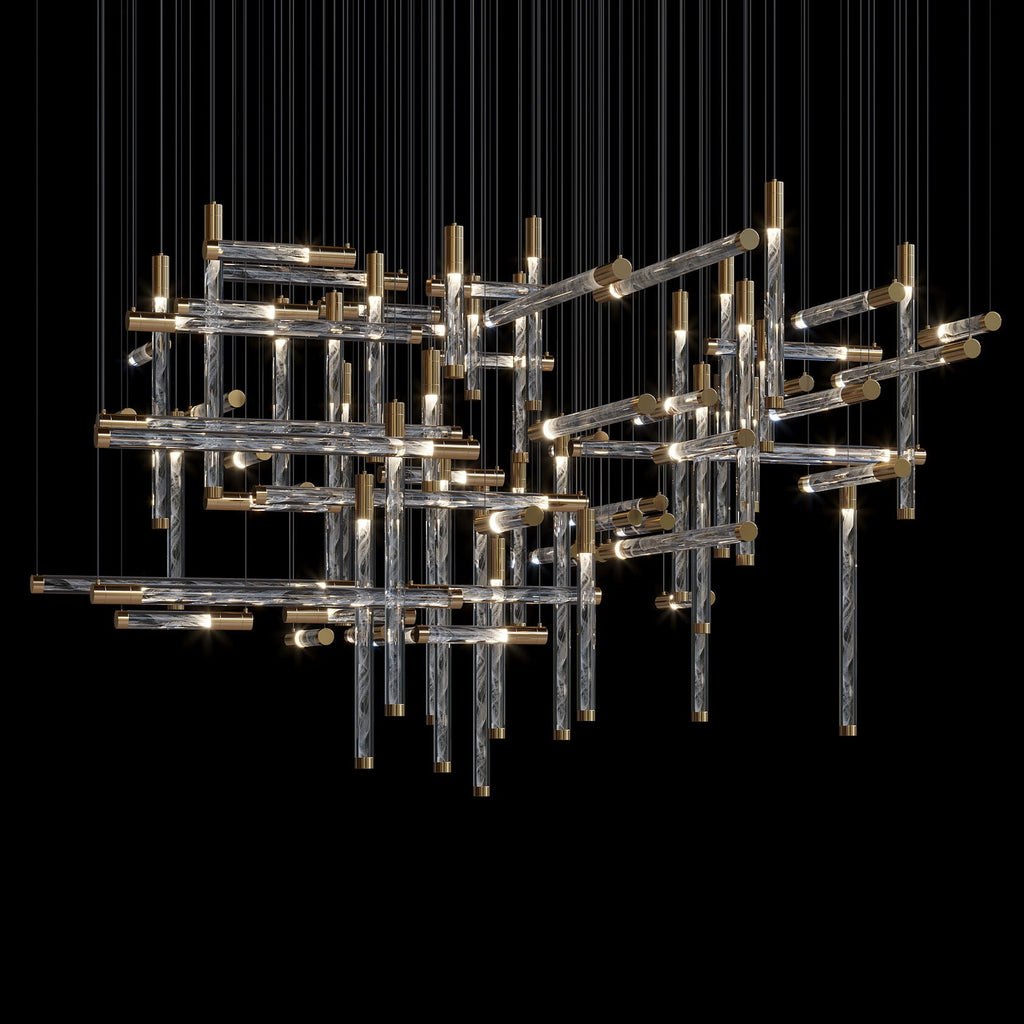 Crystal Beam Grid Chandelier