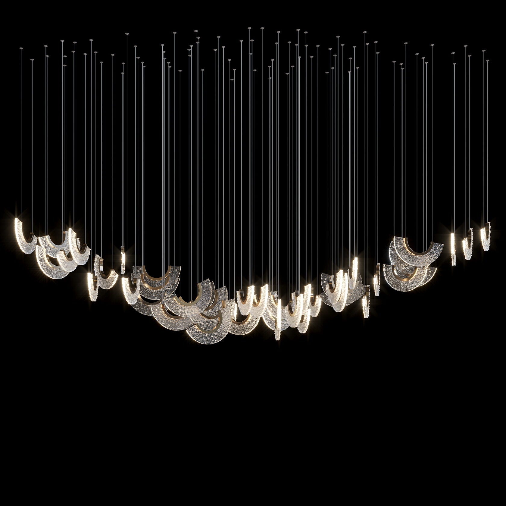 Crystal Fan Arc Chandelier