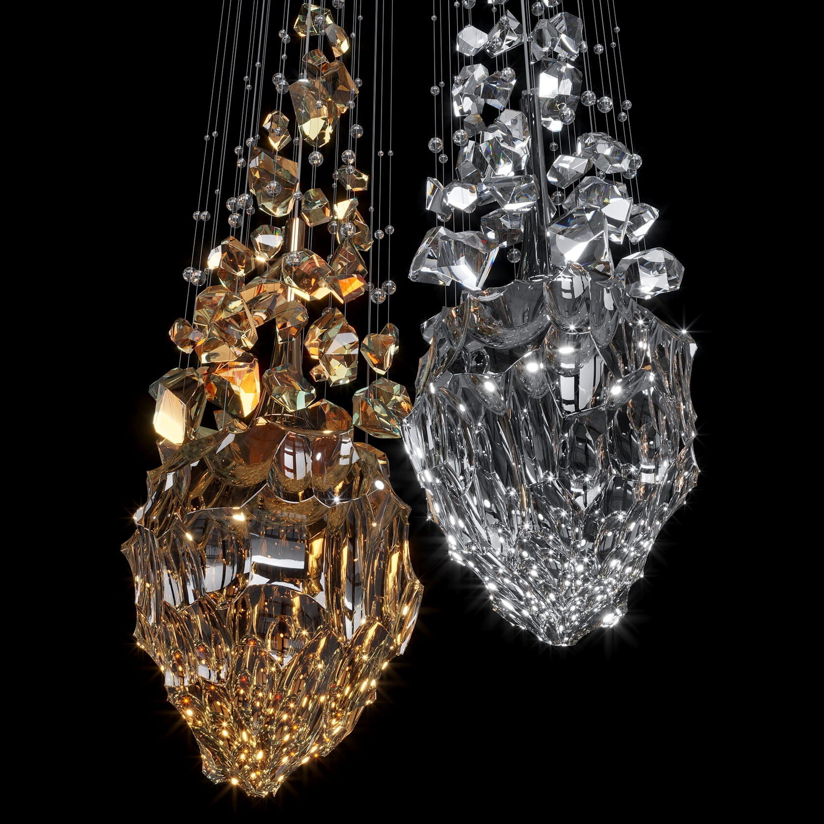 Amber Crystal Geyser Chandelier
