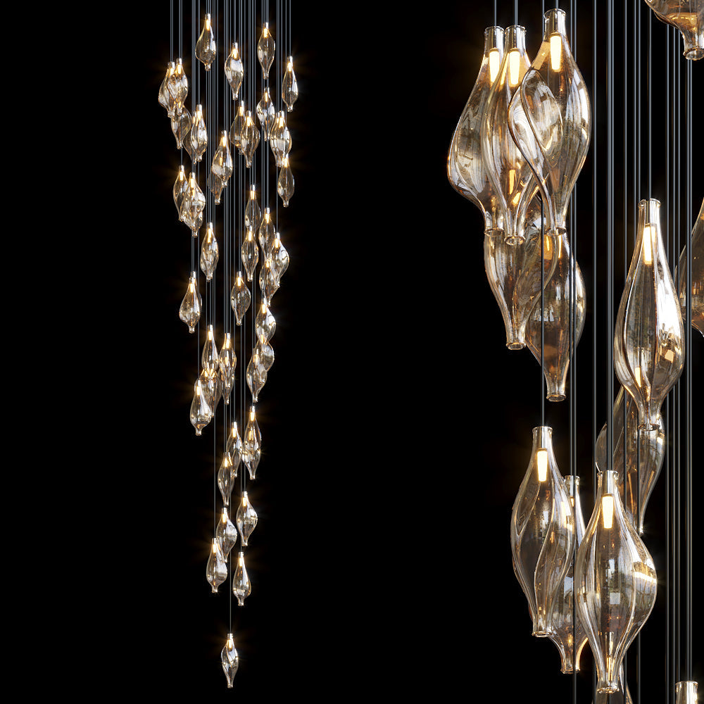 White Petal Vine Cascade Chandelier