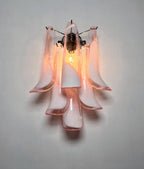 Murano Wall Lamp | 6 Pink Lattimo Petal Glass | Set of 2