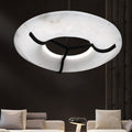 Glacera Modern Round Alabaster Dining Room Chandelier by Bling Lighting Studio