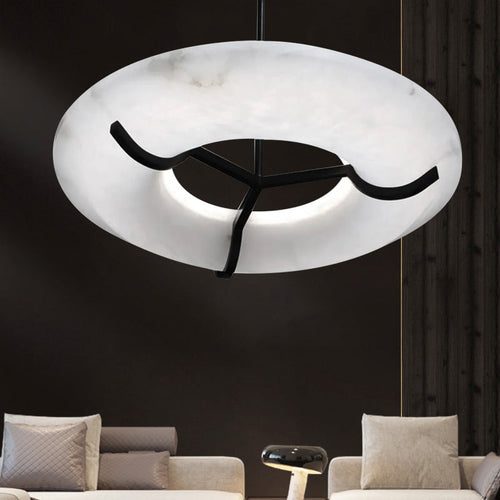 Glacera Modern Round Alabaster Dining Room Chandelier by Bling Lighting Studio
