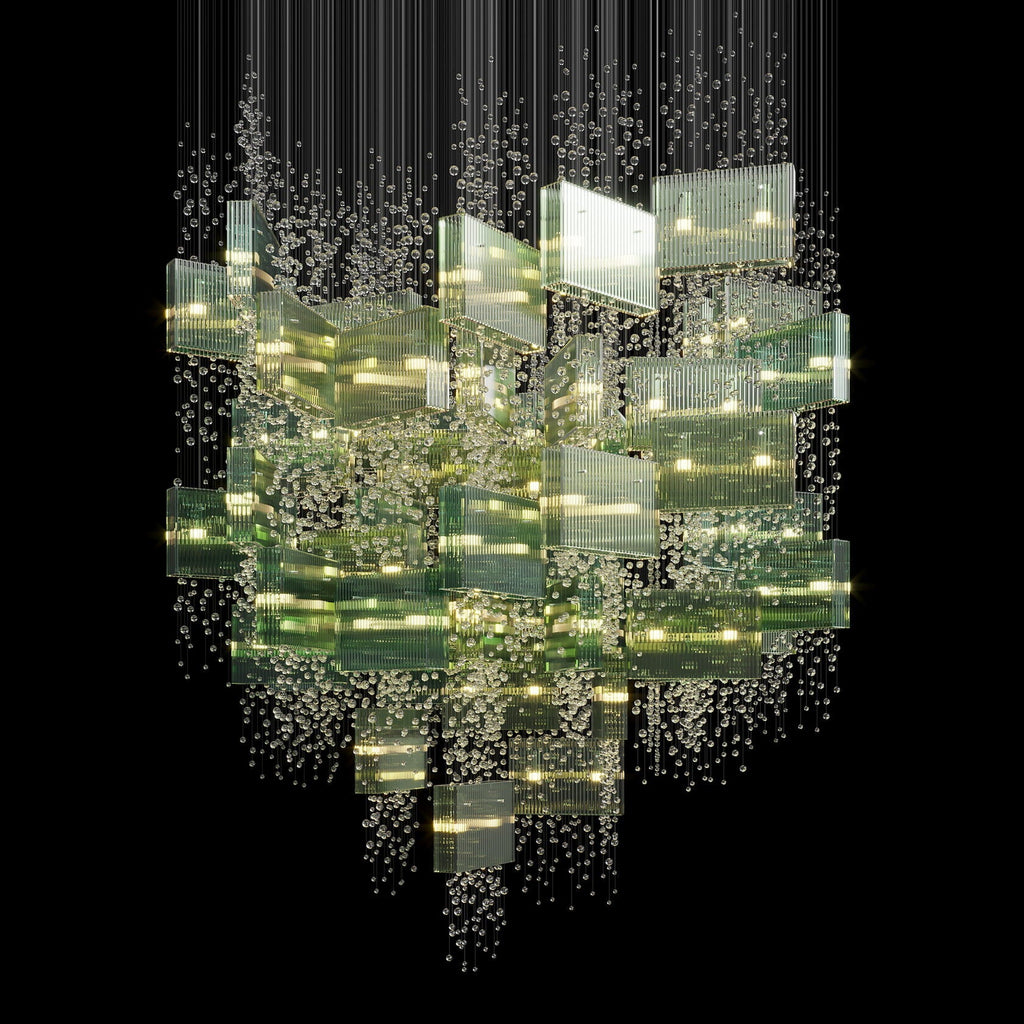 Green Crystal Rain Chandelier