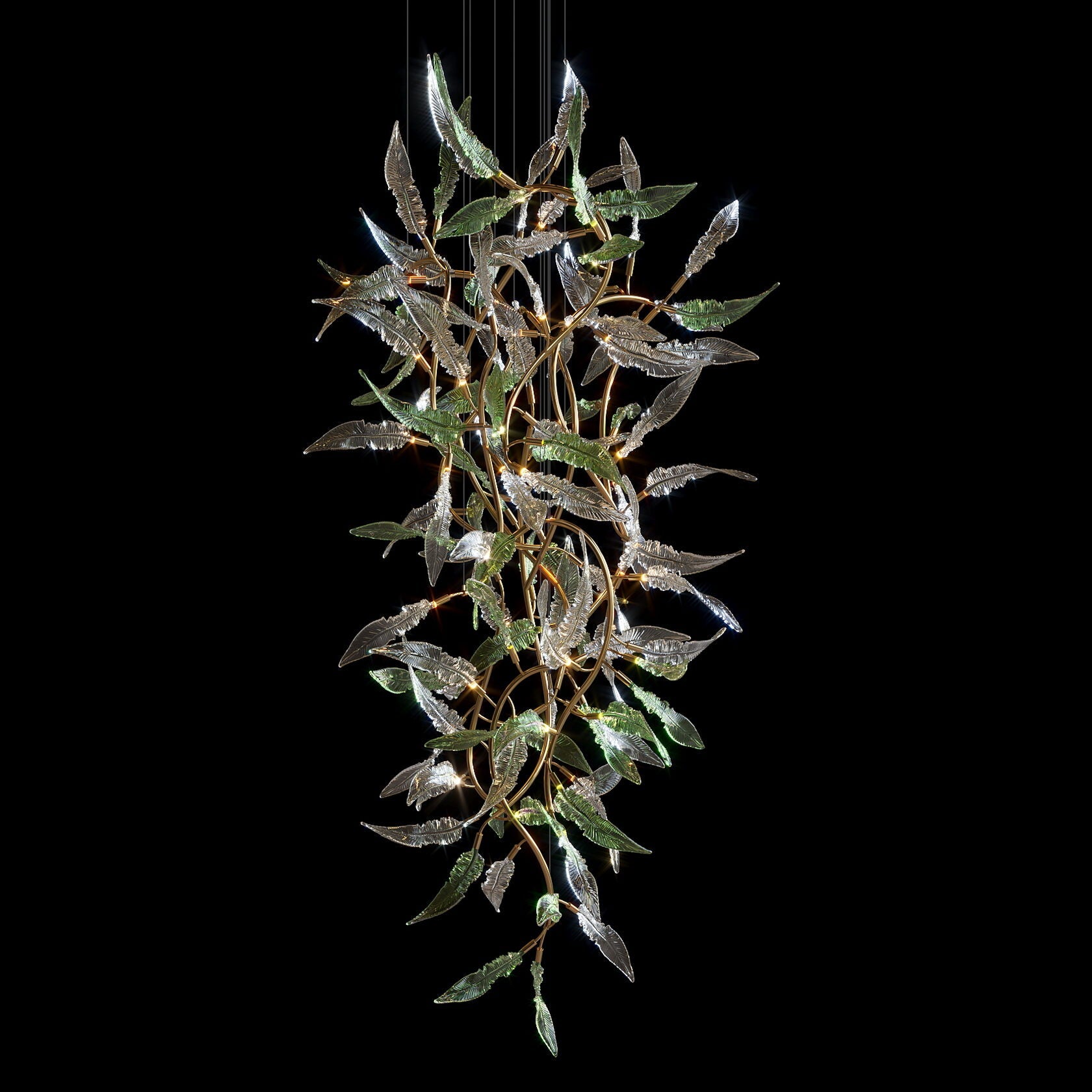 Pink Silver Leaf Vine Chandelier