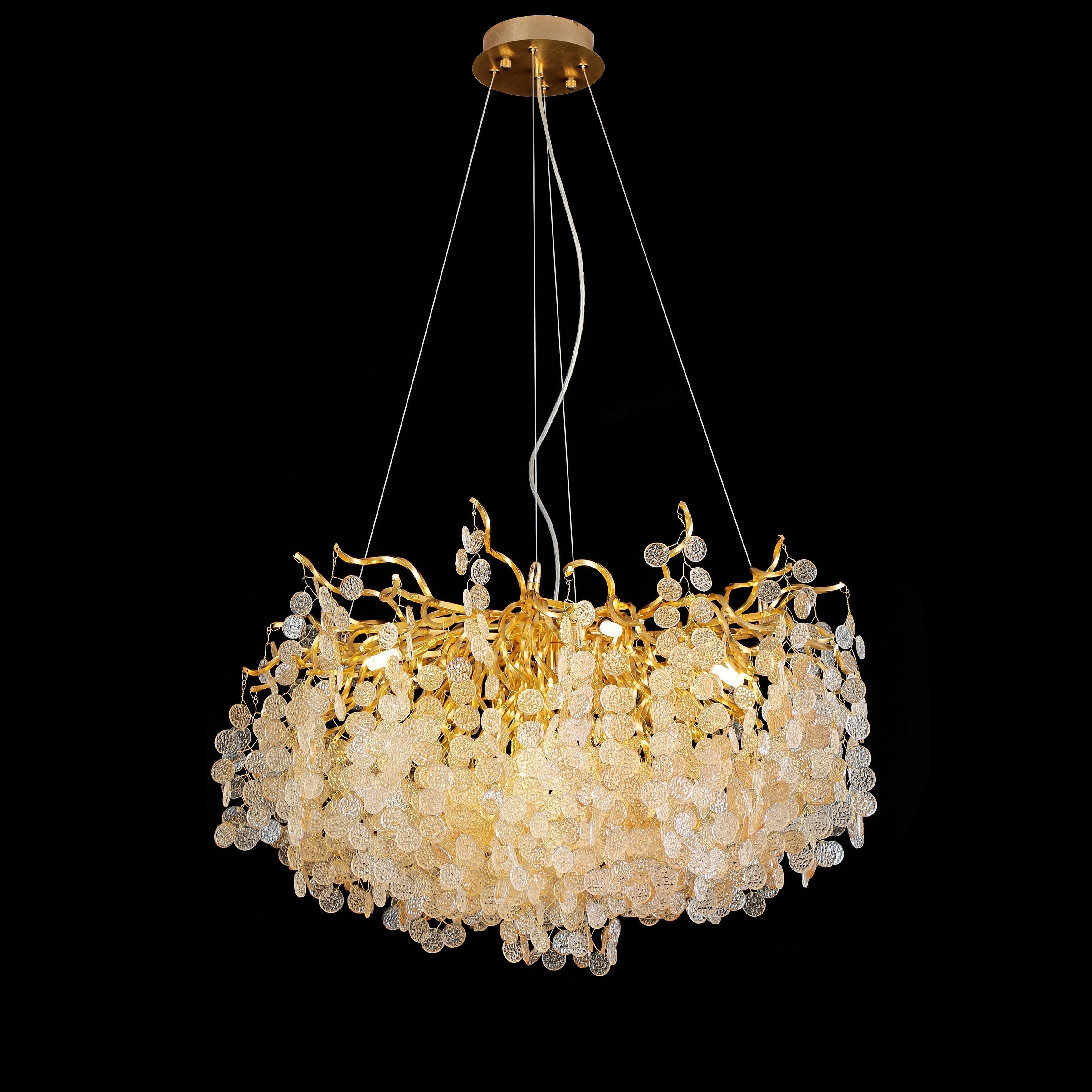 Organic Branch Round Penny Chandelier by Bling Lighting Studio