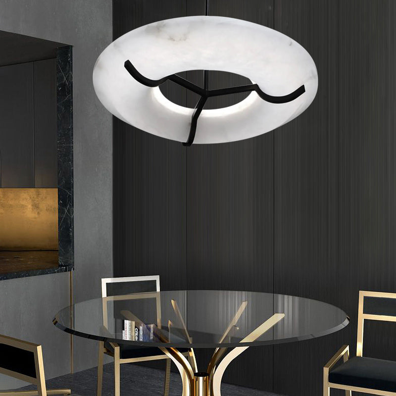 Glacera Modern Round Alabaster Dining Room Chandelier by Bling Lighting Studio