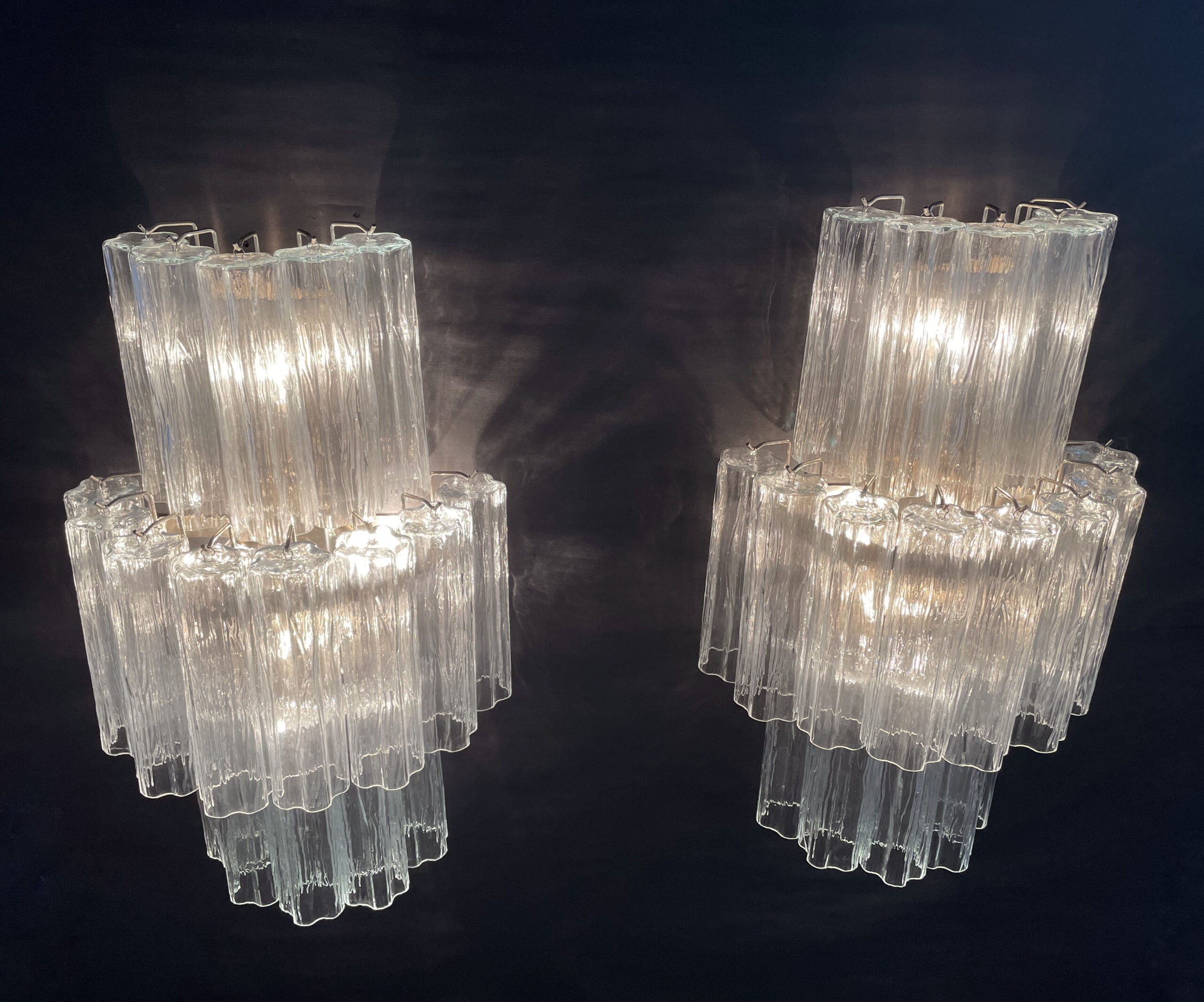 Murano Wall Lamp | 18 Clear Prism Glass | Set of 2