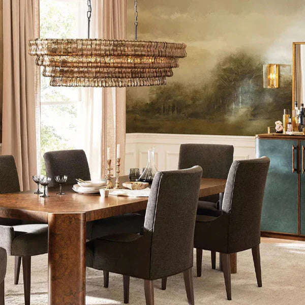 Luxury Amor Ghiaccio Glass Oval Chandelier 54"W/65"W product image