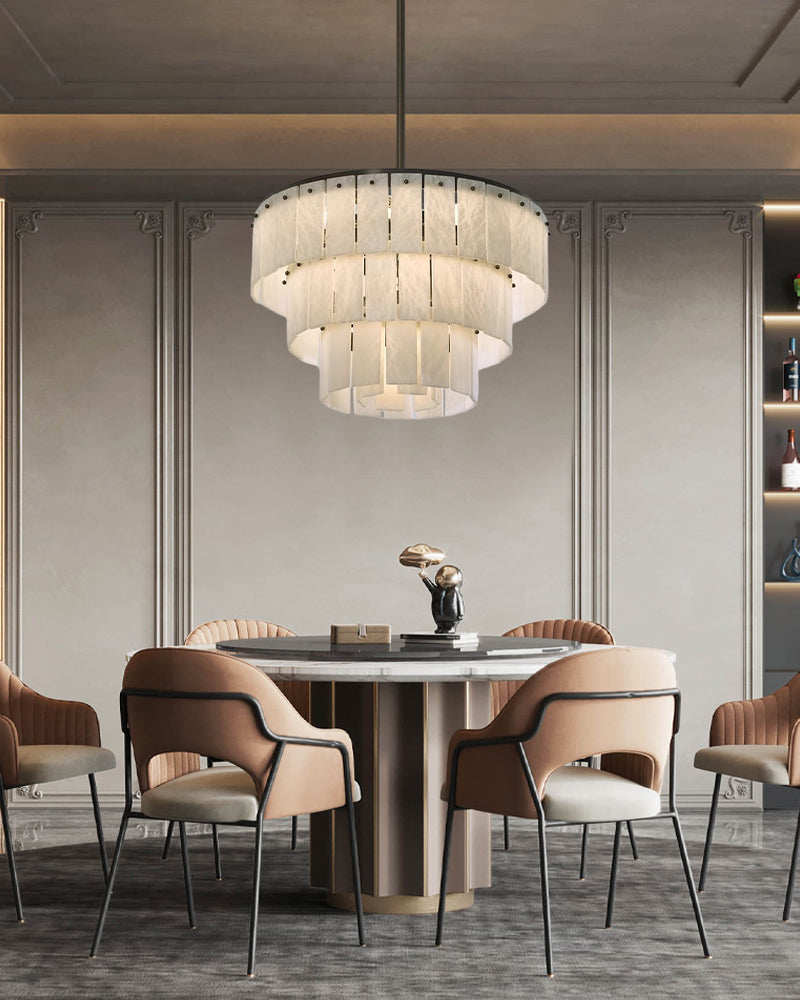 Stairwell Luxury Modern LED High Ceiling Large Alabaster Chandelier by Bling Lighting Studio