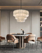 Stairwell Luxury Modern LED High Ceiling Large Alabaster Chandelier by Bling Lighting Studio