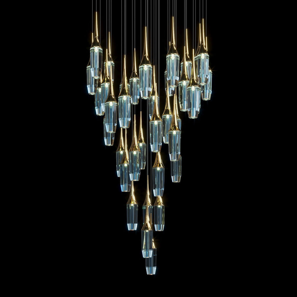 Aqua Crystal Spire Chandelier