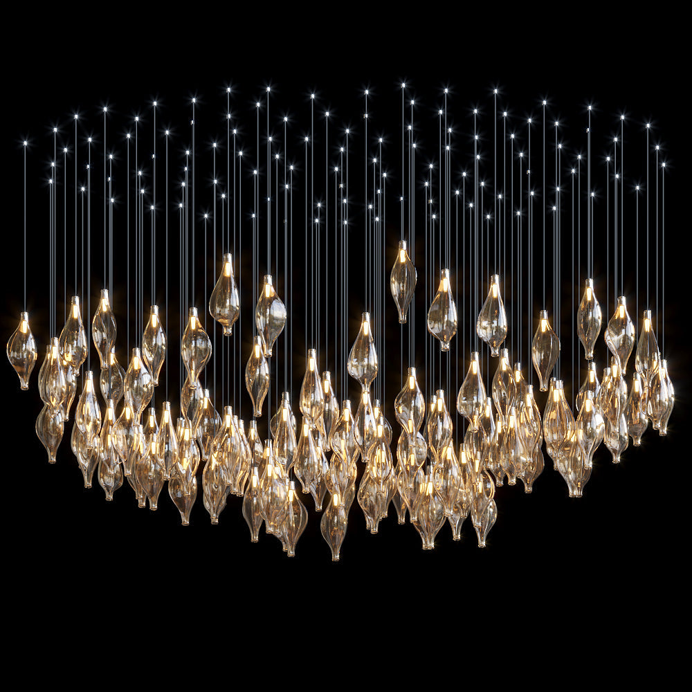White Petal Vine Cascade Chandelier