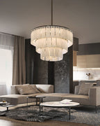 Stairwell Luxury Modern LED High Ceiling Large Alabaster Chandelier by Bling Lighting Studio