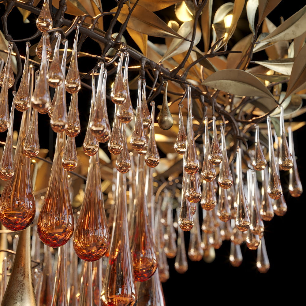 Olive Leaf Rain Chandelier