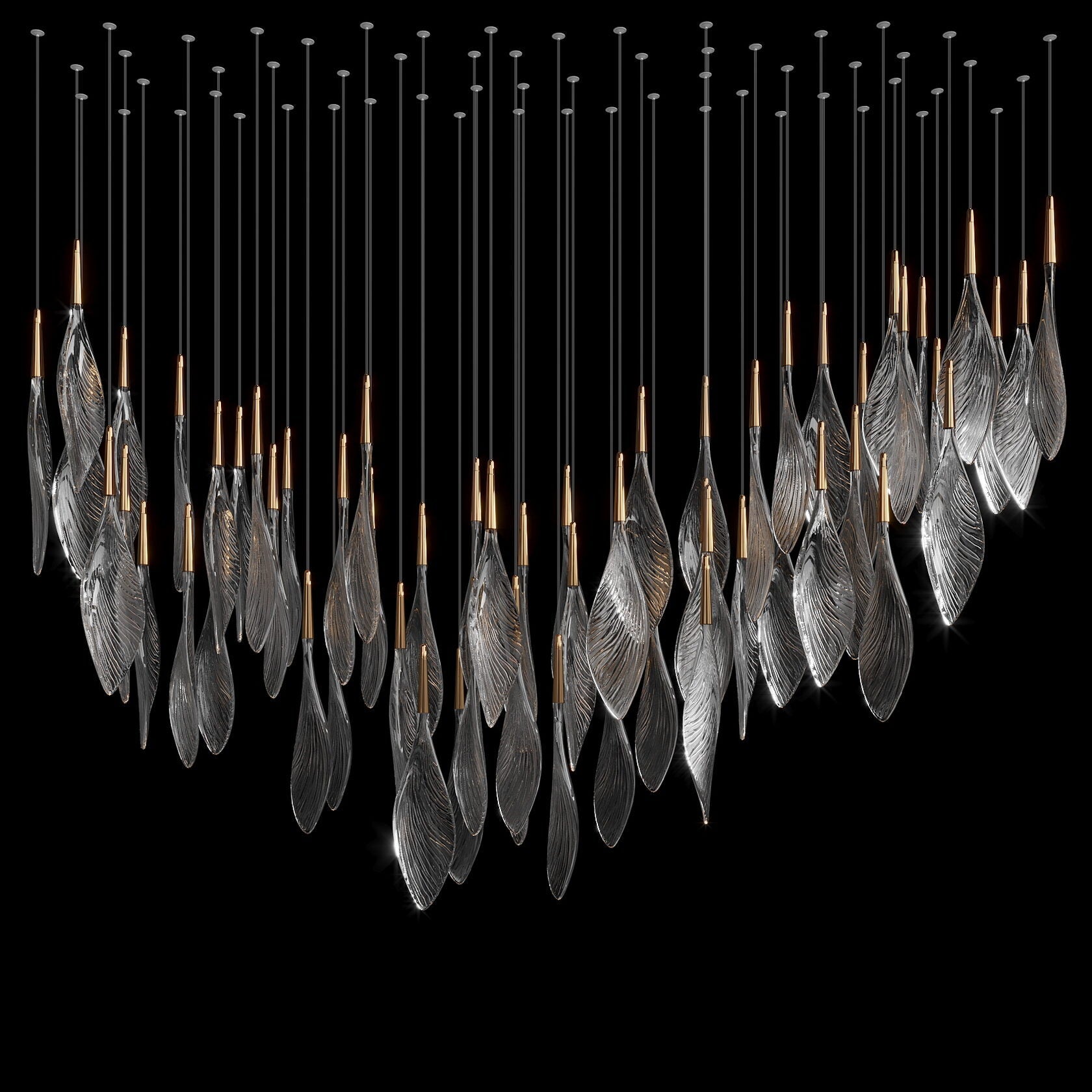 Smoke Feather Cascade Chandelier