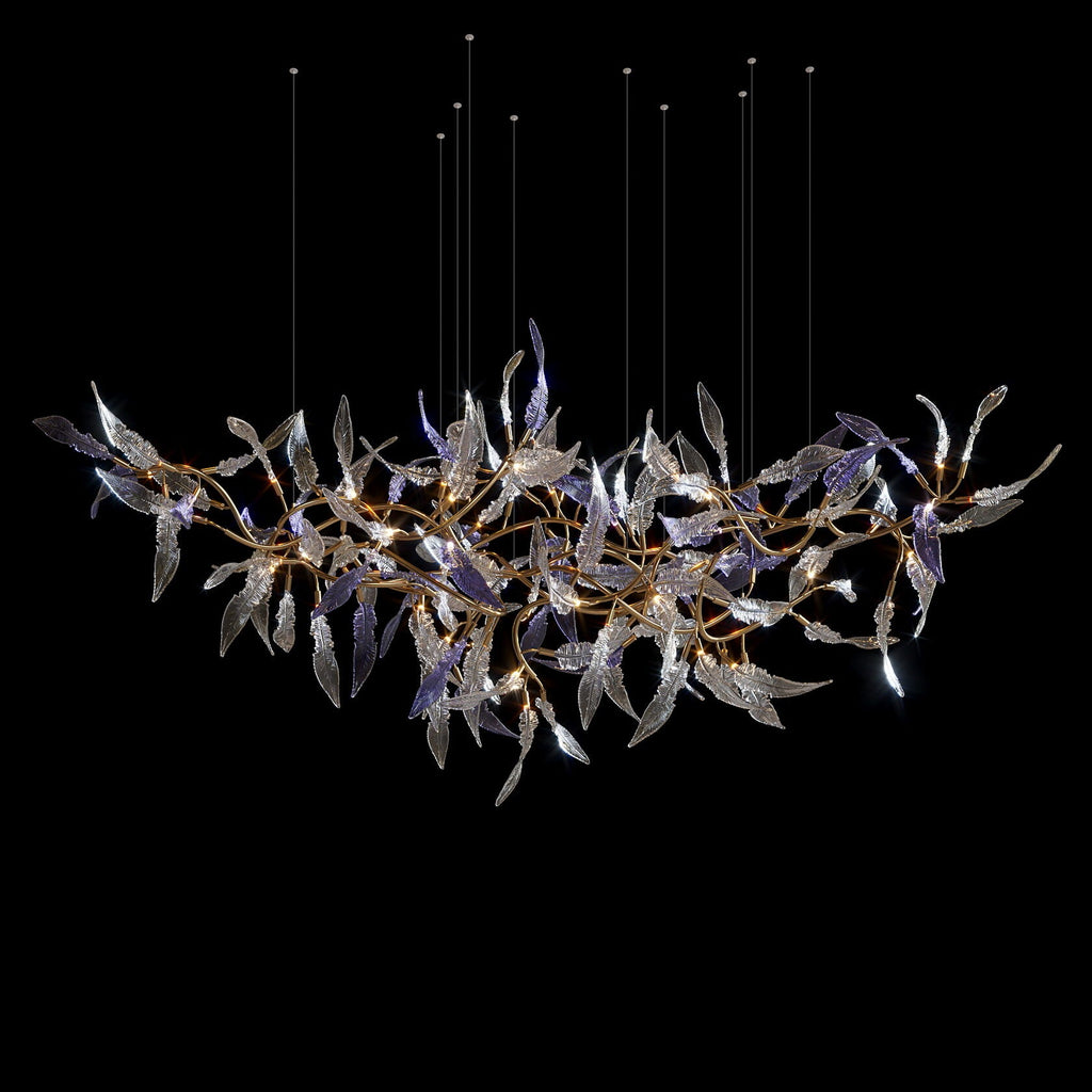 Pink Silver Leaf Vine Chandelier