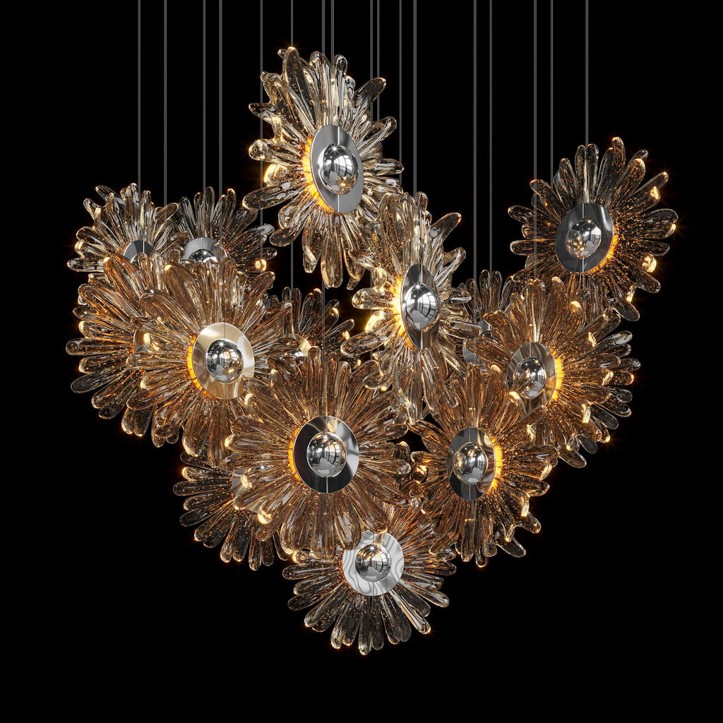 Amber Sunburst Cluster Chandelier