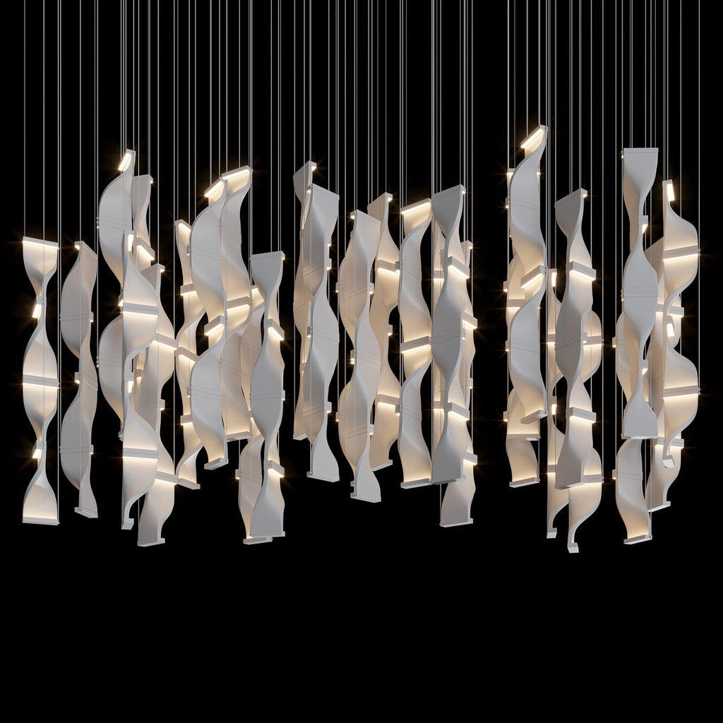 White Ribbon Wave Chandelier