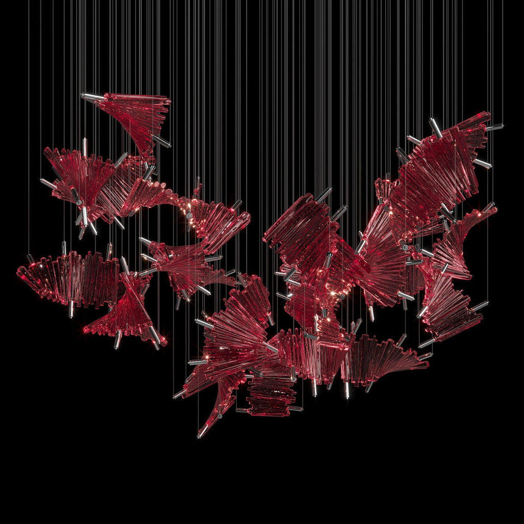 Crimson Fan Wave Chandelier