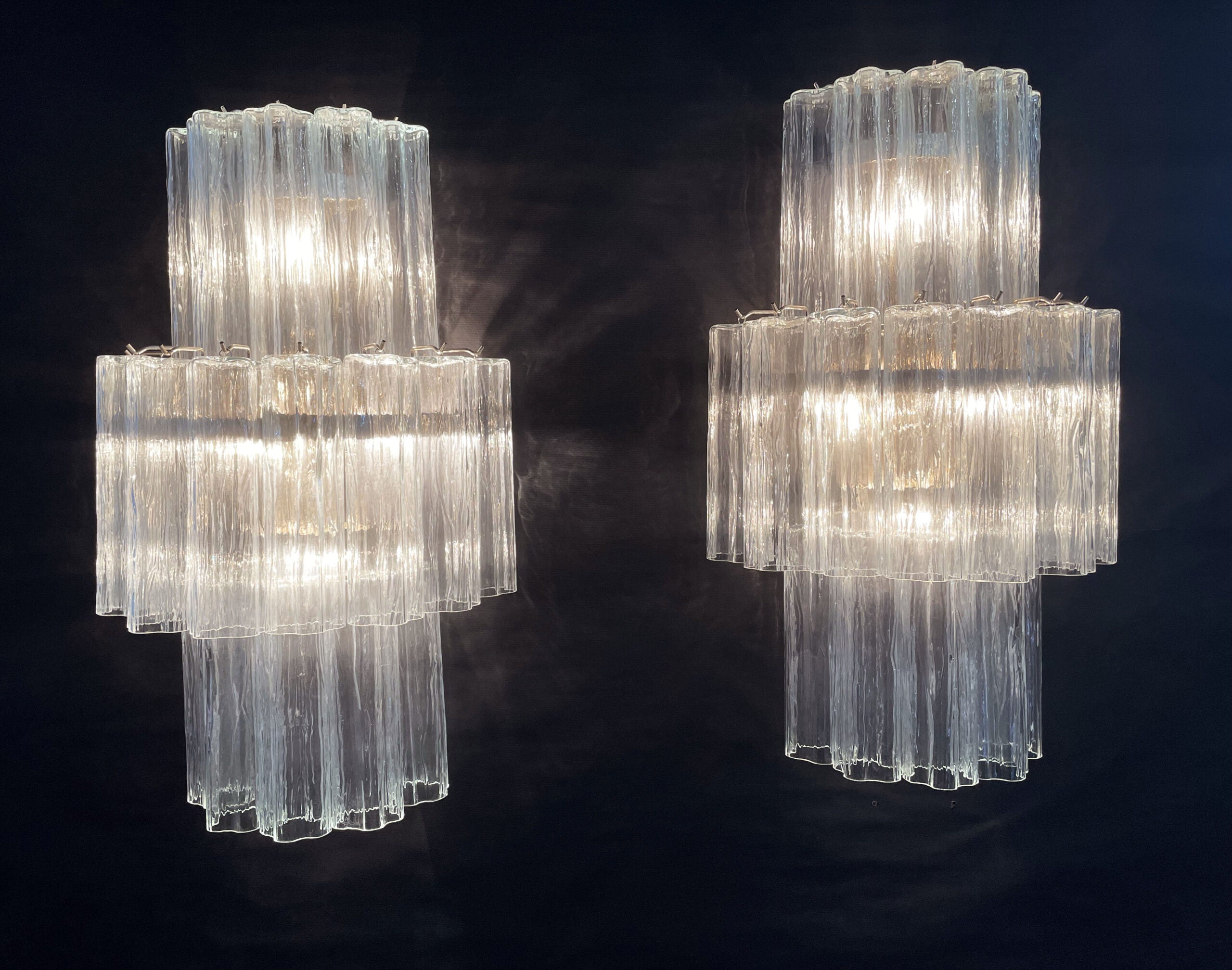 Murano Wall Lamp | 18 Clear Prism Glass | Set of 2