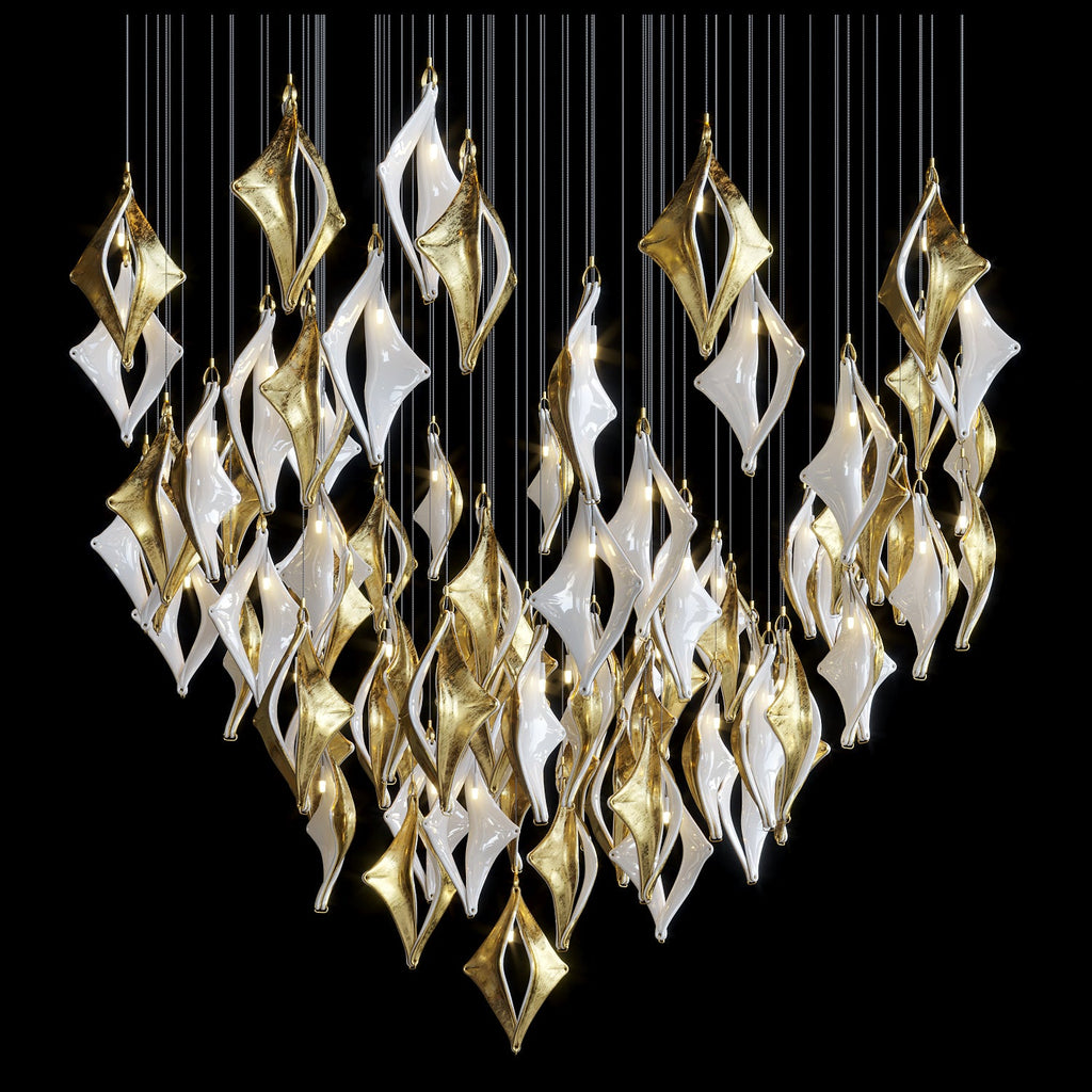 Black Gold Diamond Cascade Chandelier