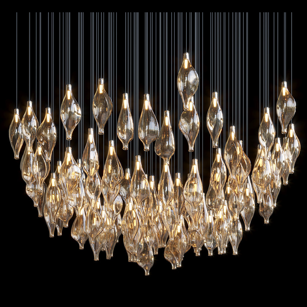 White Petal Vine Cascade Chandelier