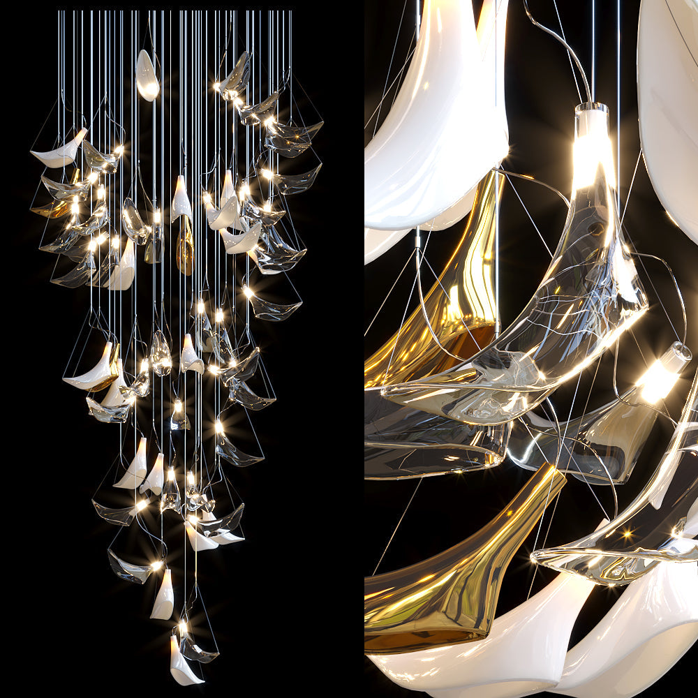 White Manta Mix Chandelier