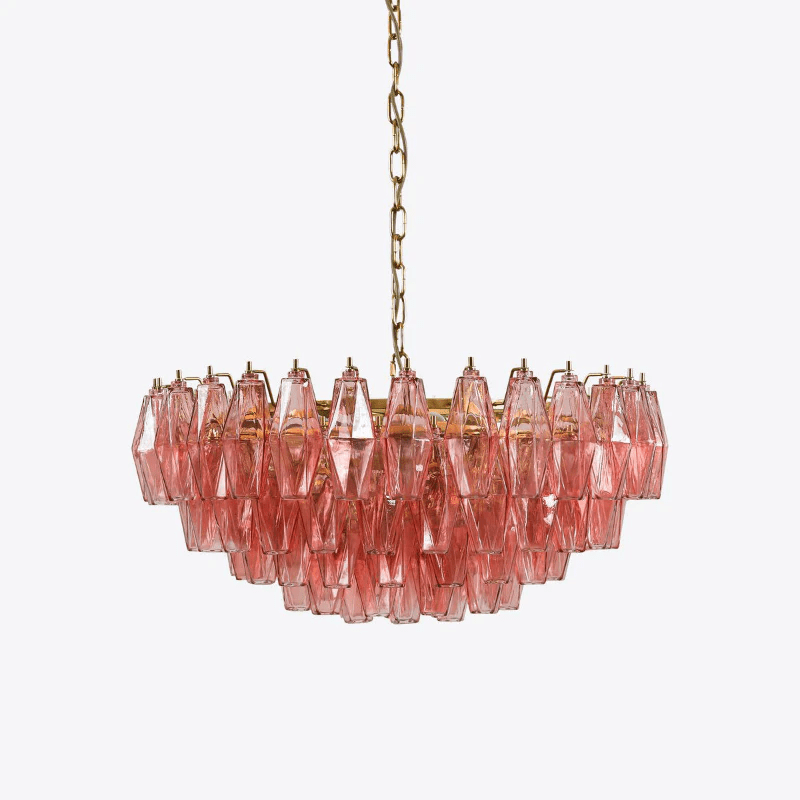 Murano Poliedri Pink Polygon Drop Chandelier product image