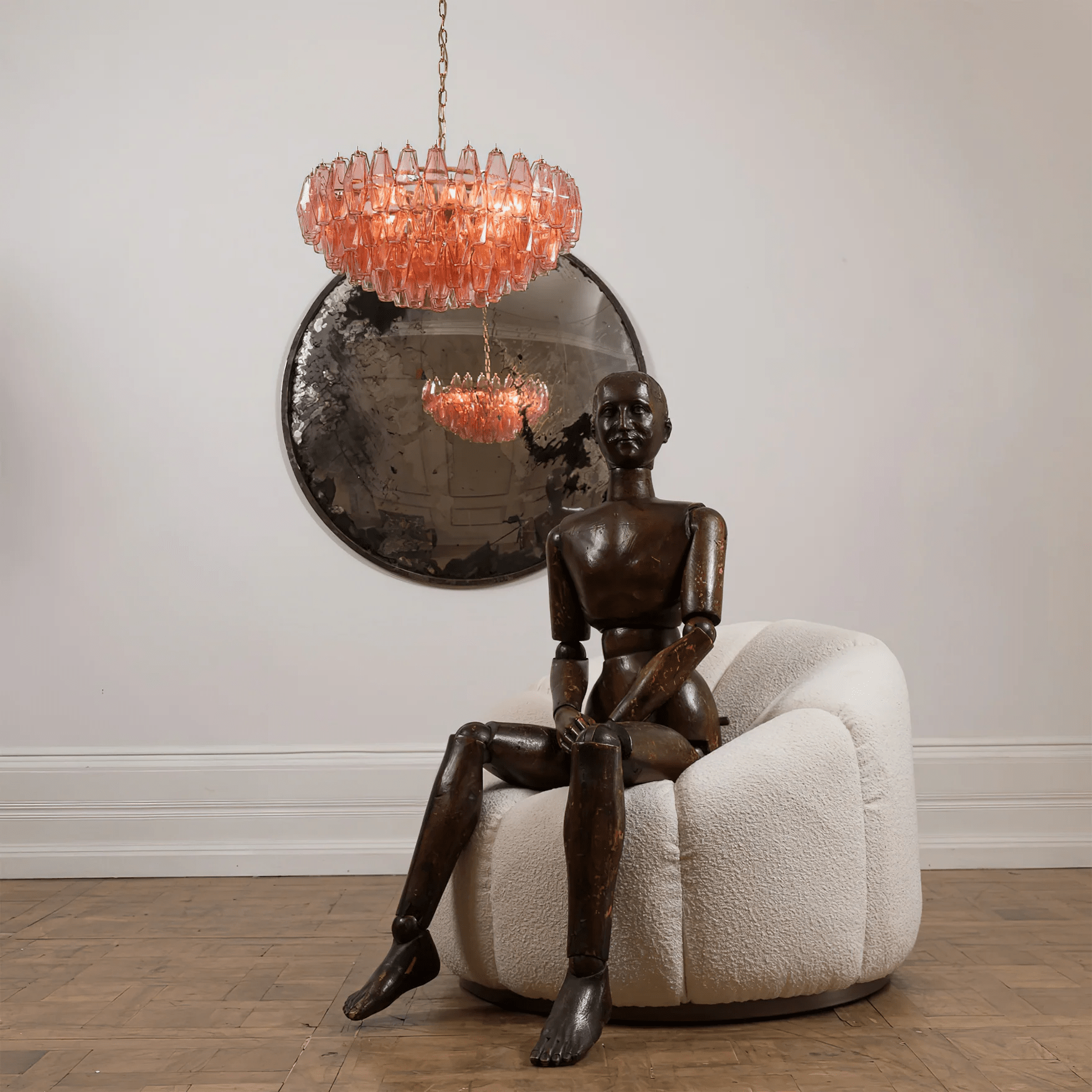 Murano Poliedri Pink Polygon Drop Chandelier product image