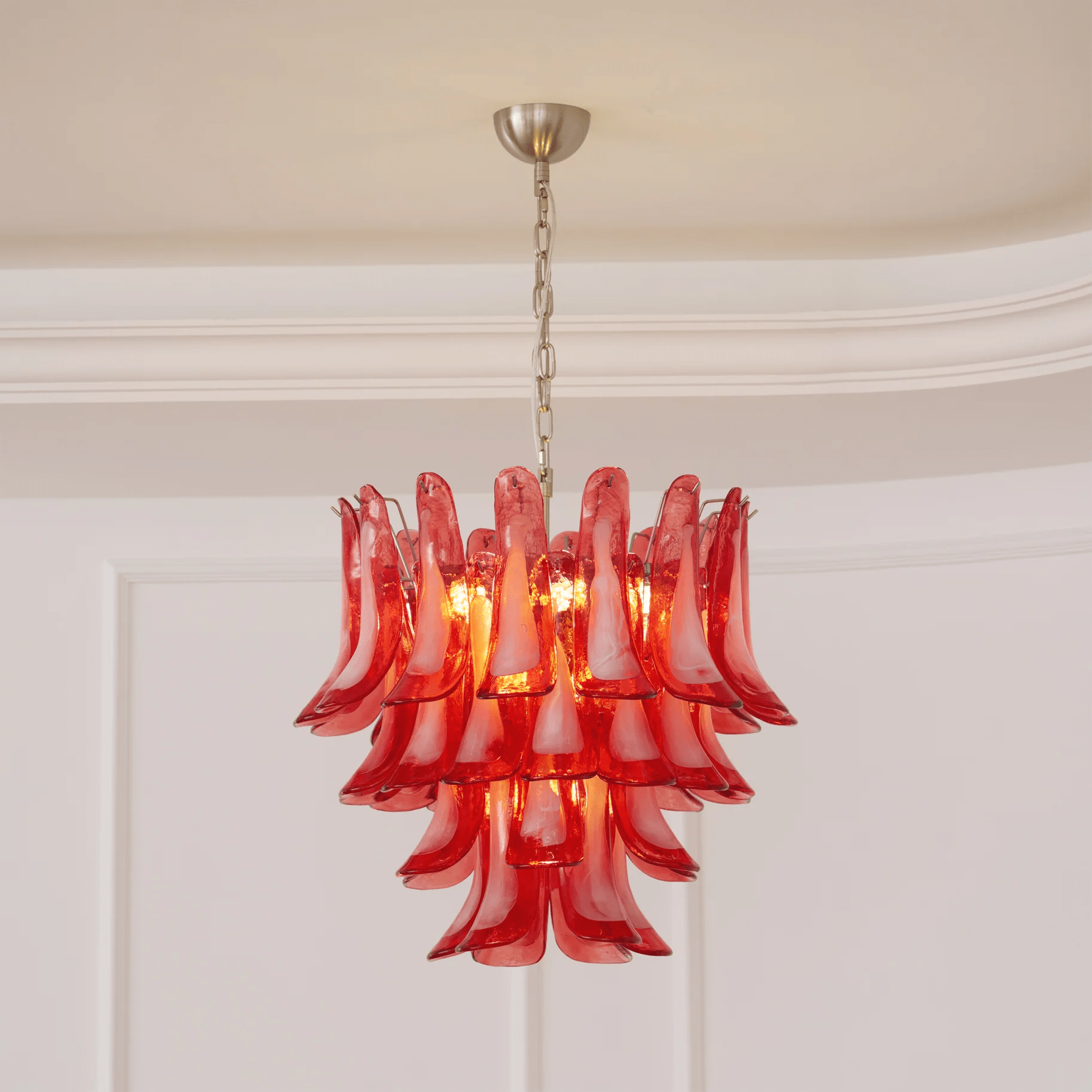 Crimson Glass Petals Chandelier Glass lighting by Bling Lighting Studio