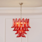 Crimson Glass Petals Chandelier Glass lighting by Bling Lighting Studio