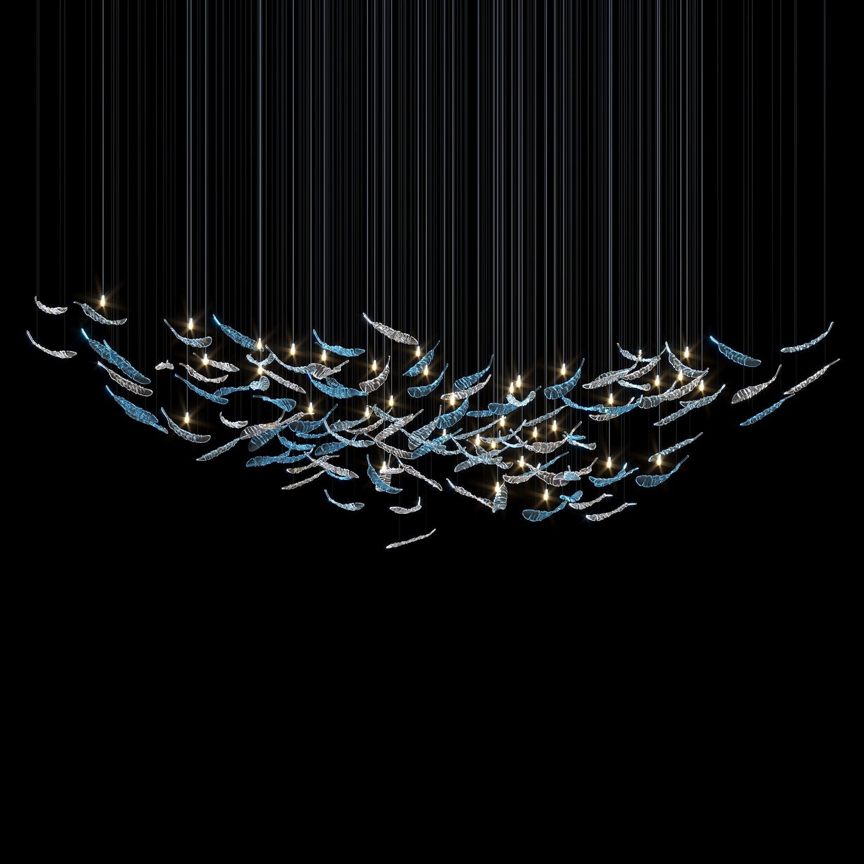 Crystal Feather Flight Chandelier