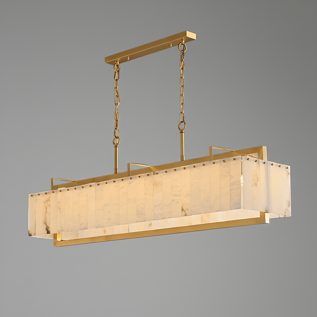 Premium Solstice Bar Alabaster Chandelier by Bling Lighting Studio
