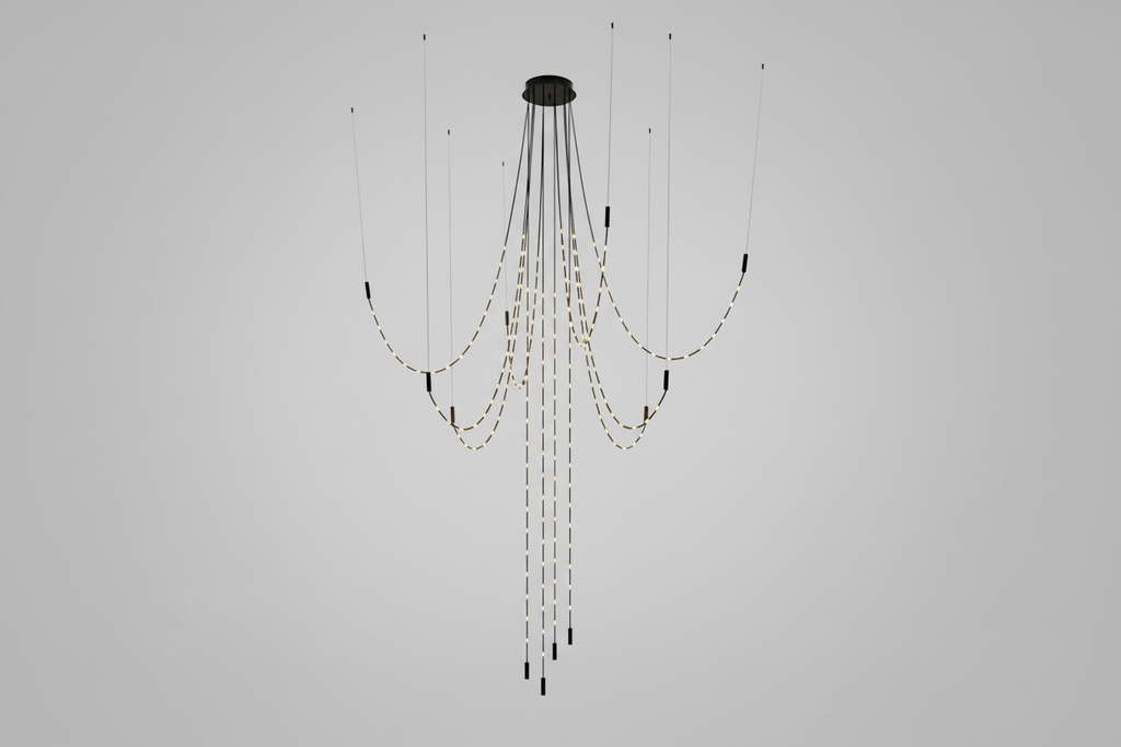 Minimalist Multiple Light Point Chandelier by Bling Lighting Studio