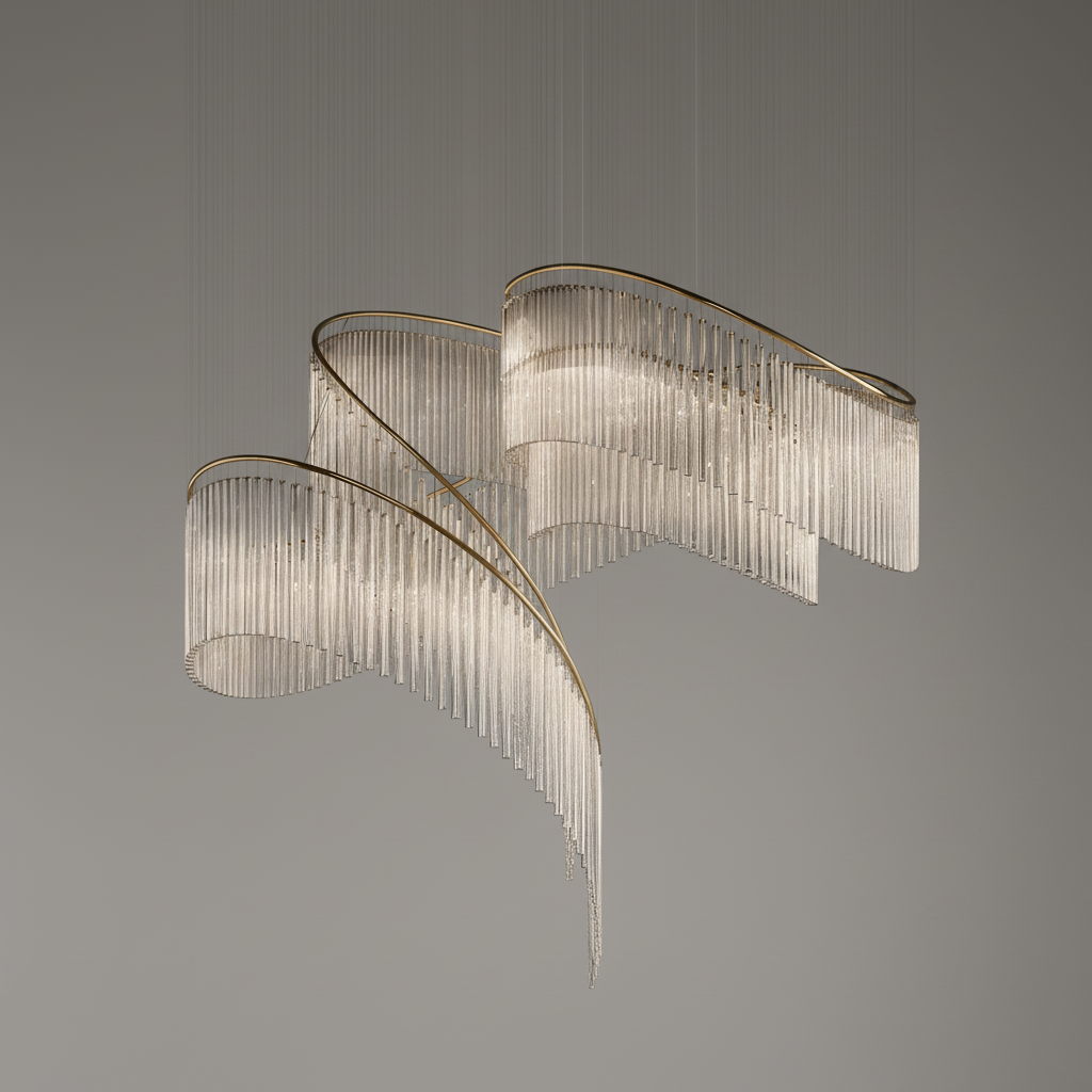Luxury Fringe Waterfall Chandelier by Bling Lighting Studio