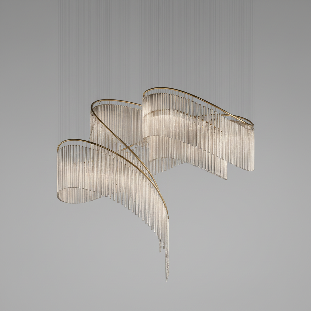 Luxury Waterfall Crystal Droplet Chandelier by Bling Lighting Studio